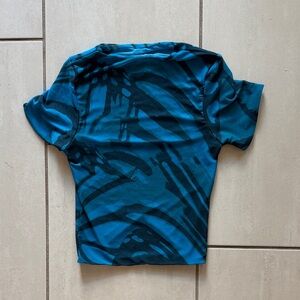 Blue and Black Patterned Crop Top